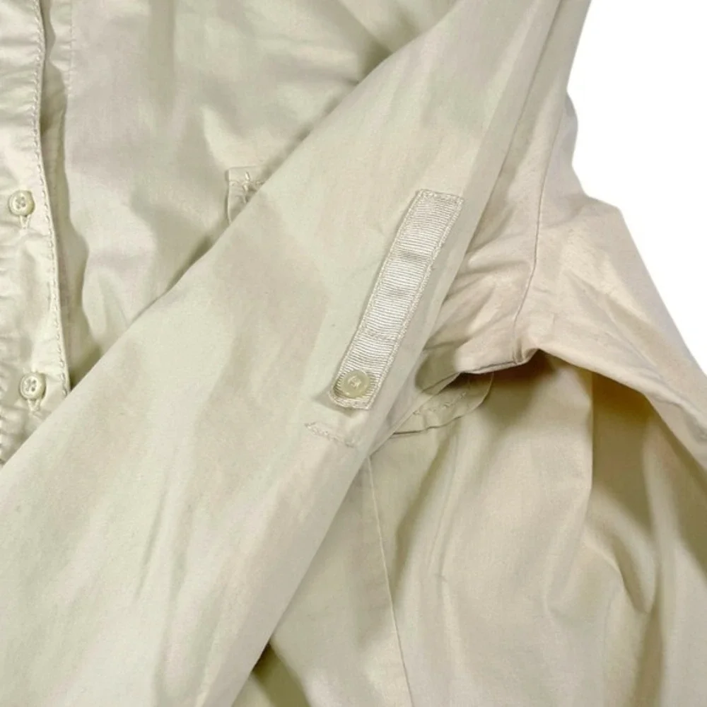 Worthington 14‎ Beige Button Down Shirt Roll Tab Utility Safari Minimalist